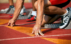 Leichtathletik laufen Startaufstellung